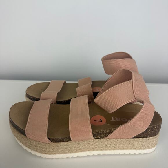 NWT Report Womens Strappy Stretch Open Toe Espadrille Platform Tan Sandals 7 - Picture 2 of 8